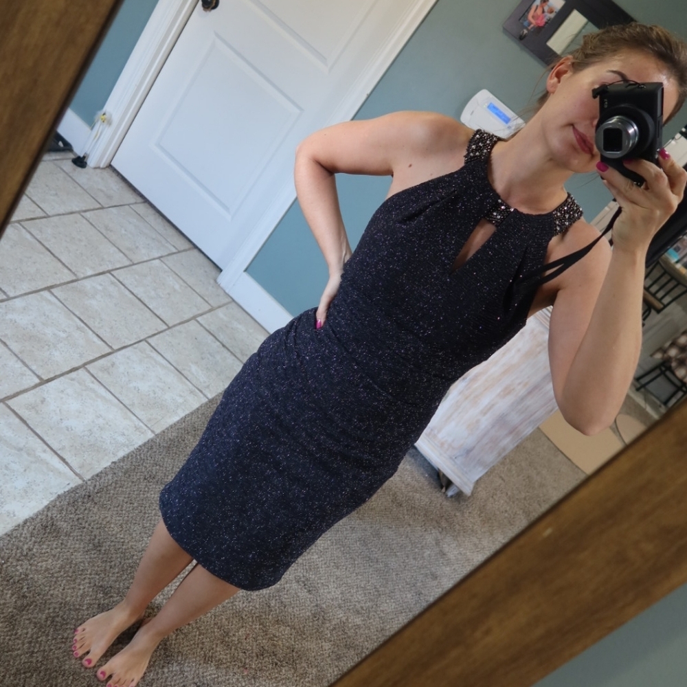 Chic Black Halter Midi Dress
